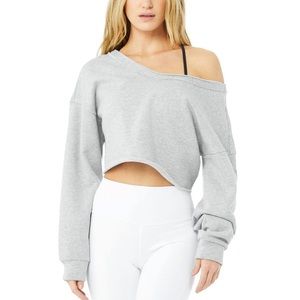 Alo yoga off the shoulder cropped pullover